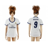 Women's Real Madrid #9 Benzema Home Soccer Club Jersey4