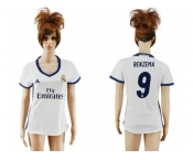 Women's Real Madrid #9 Benzema Home Soccer Club Jersey4