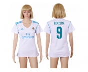 Women's Real Madrid #9 Benzema Home Soccer Club Jersey