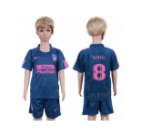Atletico Madrid #8 Saul Sec Away Kid Soccer Club Jersey