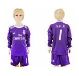 Real Madrid #1 Casillas Away Long Sleeves Kid Soccer Club Jersey