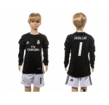 Real Madrid #1 Casillas Black Goalkeeper Long Sleeves Kid Soccer Club Jersey