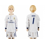 Real Madrid #1 Navas Home Long Sleeves Kid Soccer Club Jersey