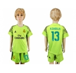 Real Madrid #13 K.Casilla Shiny Green Goalkeeper Kid Soccer Club Jersey