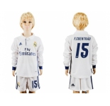 Real Madrid #15 F.Coentrao Home Long Sleeves Kid Soccer Club Jersey