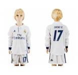 Real Madrid #17 Lucas V. Home Long Sleeves Kid Soccer Club Jersey