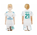 Real Madrid #21 Morata White Home Kid Soccer Club Jersey