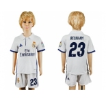 Real Madrid #23 Beckham White Home Kid Soccer Club Jersey