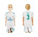 Real Madrid #3 Pepe White Home Kid Soccer Club Jersey