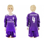 Real Madrid #4 Sergio Ramos Away Long Sleeves Kid Soccer Club Jersey