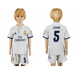 Real Madrid #5 Zidane White Home Kid Soccer Club Jersey1
