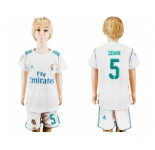 Real Madrid #5 Zidane White Home Kid Soccer Club Jersey
