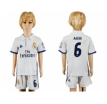 Real Madrid #6 Nacho White Home Kid Soccer Club Jersey1