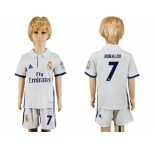 Real Madrid #7 Ronaldo White Home Kid Soccer Club Jersey1