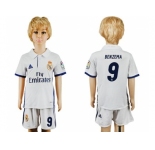 Real Madrid #9 Benzema White Home Kid Soccer Club Jersey1