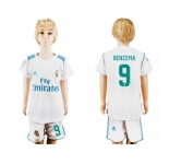Real Madrid #9 Benzema White Home Kid Soccer Club Jersey