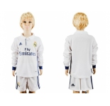 Real Madrid Blank Home Long Sleeves Kid Soccer Club Jersey