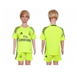Real Madrid Blank Shiny Green Goalkeeper Kid Soccer Club Jersey1