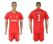 Juventus #1 Buffon Red Goalkeeper Soccer Club Jersey