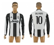 Juventus #10 Del Piero Home Long Sleeves Soccer Club Jersey 1