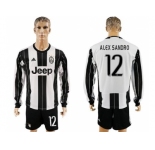 Juventus #12 Alex Sandro Home Long Sleeves Soccer Club Jersey 1