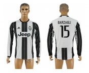 Juventus #15 Barzagli Home Long Sleeves Soccer Club Jersey 2