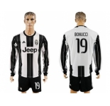 Juventus #19 Bonucci Home Long Sleeves Soccer Club Jersey 1