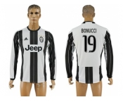Juventus #19 Bonucci Home Long Sleeves Soccer Club Jersey 2