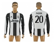 Juventus #20 Padoin Home Long Sleeves Soccer Club Jersey 1