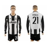 Juventus #21 Dybala Home Long Sleeves Soccer Club Jersey 1