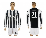 Juventus #21 Dybala Home Long Sleeves Soccer Club Jersey