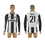 Juventus #21 Pirlo Home Long Sleeves Soccer Club Jersey 1