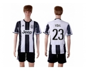 Juventus #23 Vidal Home Soccer Club Jersey 1