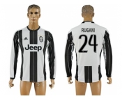 Juventus #24 Rugani Home Long Sleeves Soccer Club Jersey 2