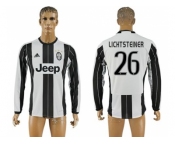 Juventus #26 Lichtsteiner Home Long Sleeves Soccer Club Jersey 2