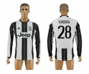 Juventus #28 Khedira Home Long Sleeves Soccer Club Jersey 1