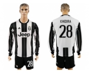 Juventus #28 Khedira Home Long Sleeves Soccer Club Jersey