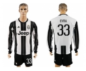 Juventus #33 Evra Home Long Sleeves Soccer Club Jersey