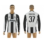 Juventus #37 Pereyra Home Long Sleeves Soccer Club Jersey 1