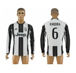 Juventus #6 Khedira Home Long Sleeves Soccer Club Jersey 2