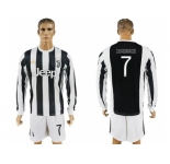 Juventus #7 Cuadrado Home Long Sleeves Soccer Club Jersey