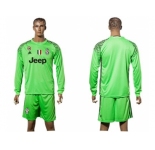 Juventus Blank Green Goalkeeper Long Sleeves Soccer Club Jersey 1