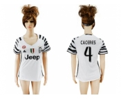 Women's Juventus #4 Caceres Sec Away Soccer Club Jersey