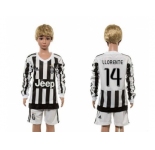 Juventus #14 Llorente Home Long Sleeves Kid Soccer Club Jersey