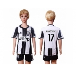 Juventus #17 Mandzukic Home Kid Soccer Club Jersey