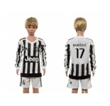 Juventus #17 Mandzukic Home Long Sleeves Kid Soccer Club Jersey