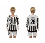 Juventus #28 Khedira Home Long Sleeves Kid Soccer Club Jersey