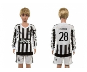 Juventus #28 Khedira Home Long Sleeves Kid Soccer Club Jersey