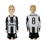 Juventus #8 Marchisio Home Long Sleeves Kid Soccer Club Jersey