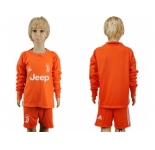 Juventus Blank Orange Goalkeeper Long Sleeves Kid Soccer Club Jersey